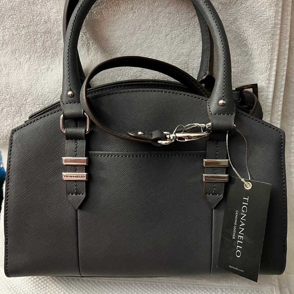 Tignanello Carryall Satchel in Dark Grey.